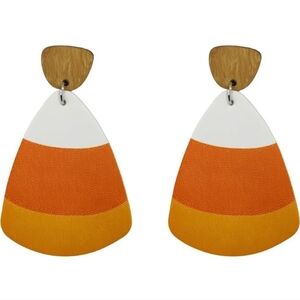 Women’s Jewelry Cute Unique Fall Candy Corn Orange and White Geometric Earrings